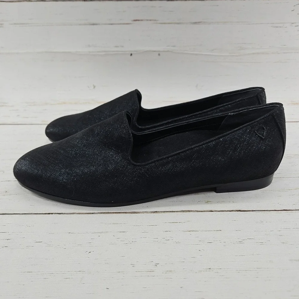 Vionic Willa II Womens Size 9.5 Black Sparkle Leather Comfort Loafers Flat Shoes